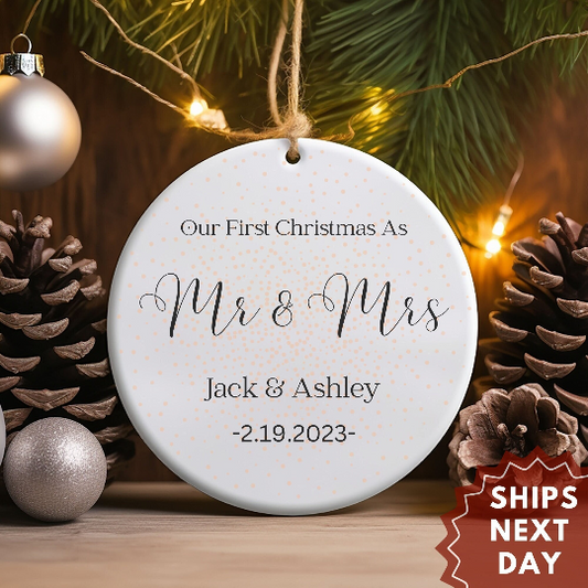 First Christmas Married Ornament - Mr and Mrs Tree Christmas Ornament - Our First Christmas Married as Mr and Mrs Ornament - Personalized