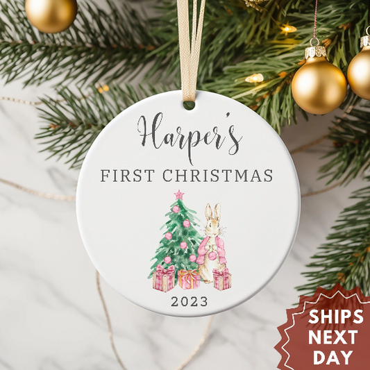 Baby's First Christmas Ornament - Personalized First Christmas Girl Ornament - Custom Baby Girl Ornament 2023