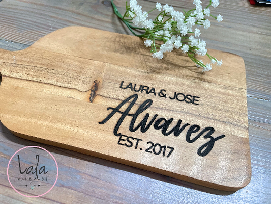 Charcuterie Board Personalized Serving Board with Handle Monogrammed Personalized Cheese Board Engagement Gift Bridal Shower Gift Newlywed