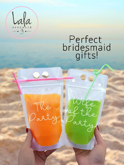 Wife of the Party Bride Drink Pouches - Bridesmaid Drink - Adult Drink Pouches - bachelorette party Pouches
