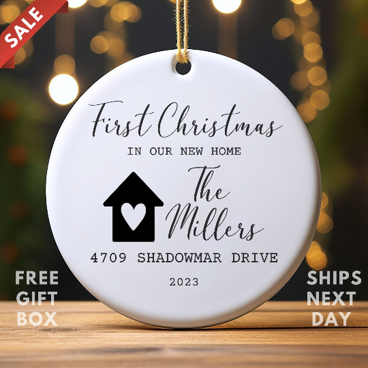Personalized New Home Ornament - New Home Christmas Ornament - Wreath New House Ornament