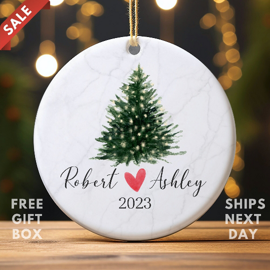 Personalized Ornament, Couples Christmas Ornament, Personalized Name and Date, First Christmas Together Ornament, Gift For Newlywed