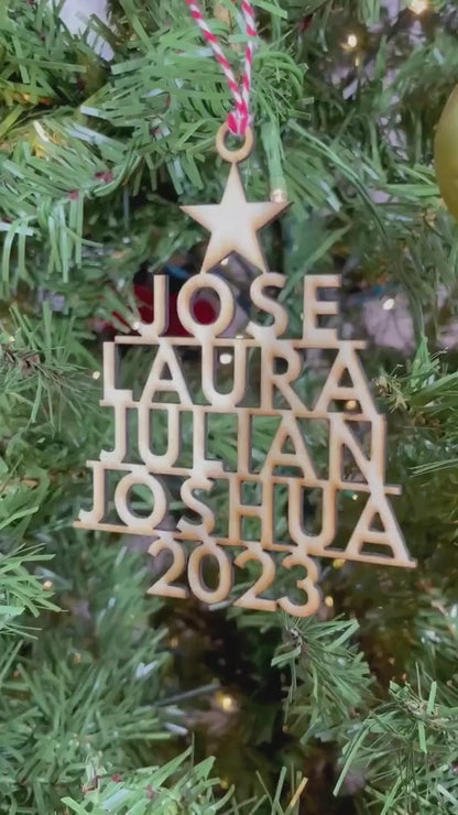 Family Christmas Ornament - Christmas Tree Ornament with Family Names - Christmas Tree Name Ornament - 2023